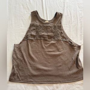 We The Free Brown Lace Sleeveless Top